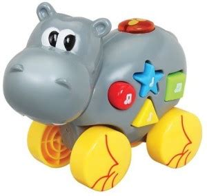 Navystar Musical Roll Along Hippo Playmates, White/Green/Yellow Price ...