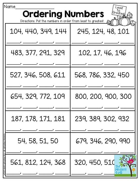 Image result for Ordering Numbers Math Worksheets