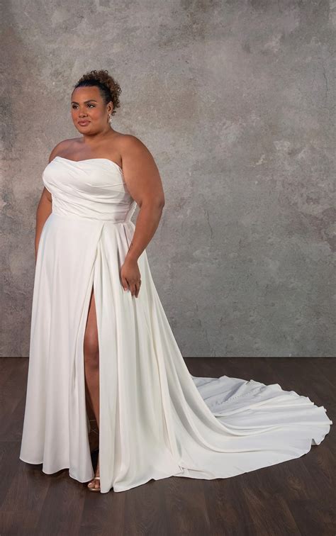 Minimalist Satin A-Line Wedding Dress with Leg Slit