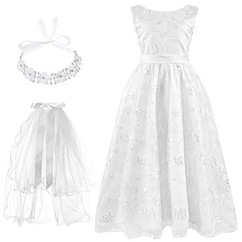 Buy Xuhal 3 Pcs Girls First Communion Costume Set, White Lace Flower ...