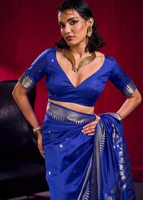 Soft Banarasi Silk Royal Blue Zari Weaving Saree Under ₹7000 | SALE ...