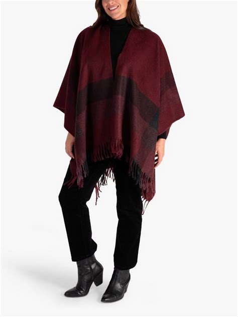 chesca Striped Block Border Wrap Scarf, Red/Multi, One Size