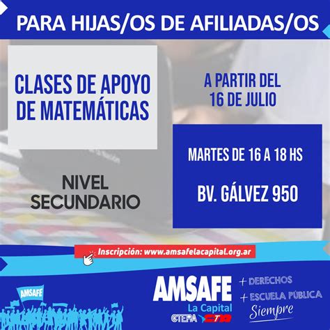 CLASES DE MATEMÁTICAS PARA HIJAS/OS DE AFILIADAS/OS DE NIVEL SECUNDARIO ...