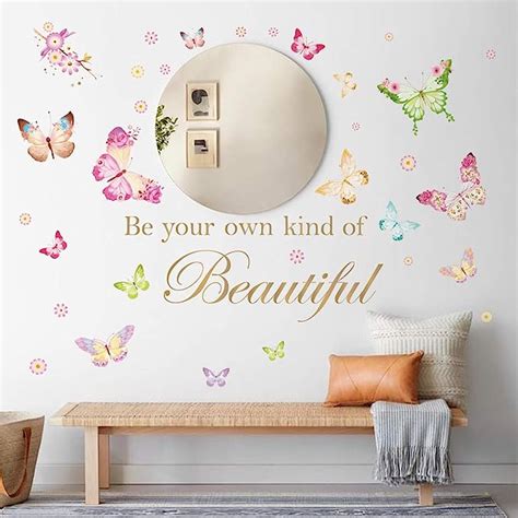 decalmile Butterfly Wall Decals Quotes Be Your Own Kind of Beautiful ...