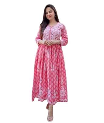Buy INDIAN GLORY Women's Solid Cotton Gown Kurta, Long Kurti Ethnic ...