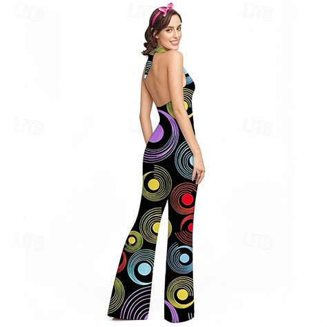 Retro Vintage 1970s Groovy Bell Bottoms Jumpsuit Flared Trousers Hippie ...