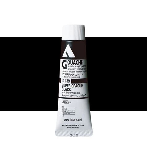 Holbein Acrylic Gouache Super Opaque Black 20ml | Artzo India