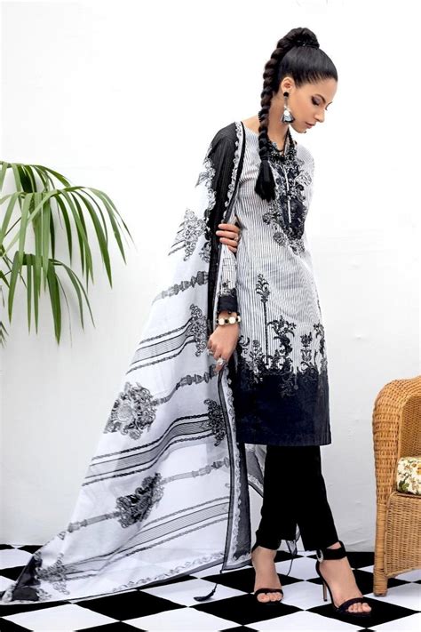 Gul Ahmed Summer Black & White Collection – 2 PC Unstitched Lawn Suit ...