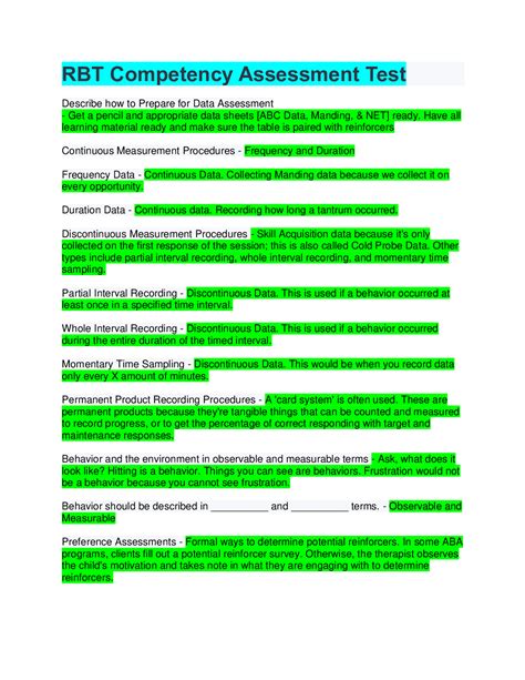 RBT Competency Assessment Complete; – Scholarfriends - Scholarfriends