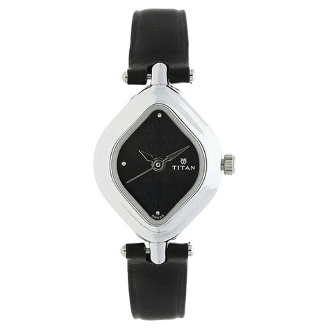 Buy Online Titan Quartz Analog Black Dial Leather Strap Watch for Women ...