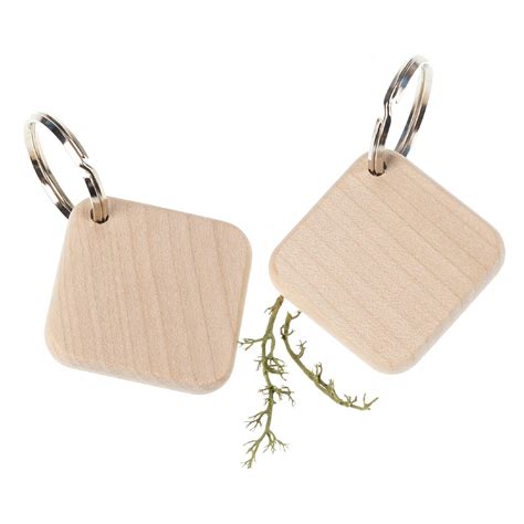 FSC® maple wood key ring - square shape - 4 x 4 x 0.5 cm, 1,79