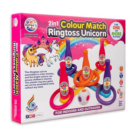 Ratna's 2 in 1 Colour Match Ring toss Unicorn Print Target Game Set fo ...