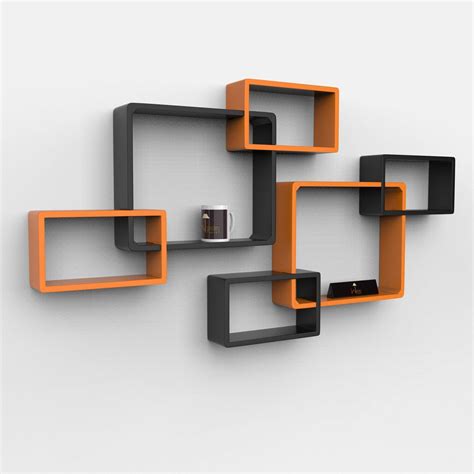 Buy Wooden Intersecting Wall Shelves (Set of 6) Online at woodentwist ...