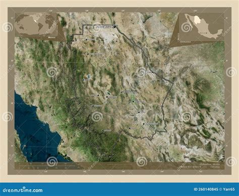 Chihuahua, Mexico. High-res Satellite. Labelled Points of Cities Stock ...