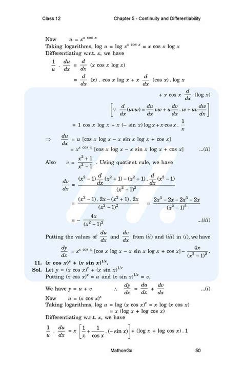 Class 12 Maths Continuity and Defferential Exercise 5.2 的图像结果