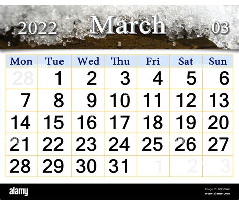 March 2022 Calendar for organizer to plan and reminder on nature ...