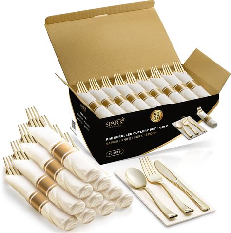 Amazon.com: Sabary 60 Pack Gold Plastic Cutlery for Wedding Parties ...