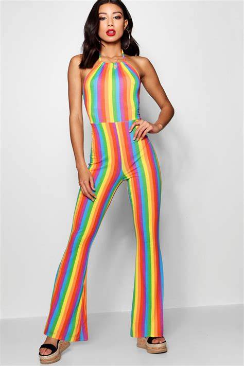 Rainbow Striped Jumpsuit disco outfit ideas for women