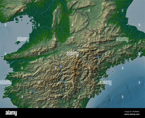 Nara, prefecture of Japan. Colored elevation map with lakes and rivers Stock Photo - Alamy