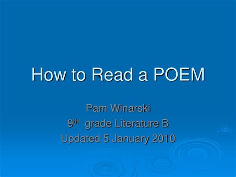 Image result for How to Read Poem