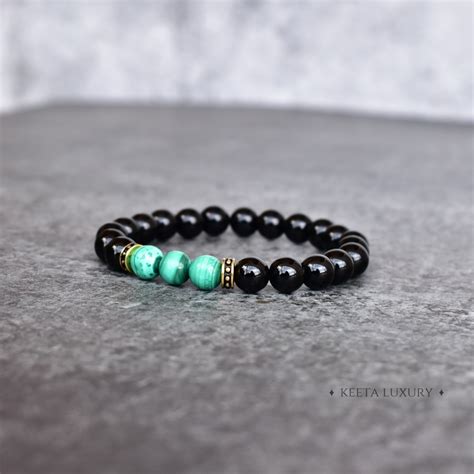 Buy Flourish - Malachite and Onyx Bead Bracelet Online at Keeta Luxury