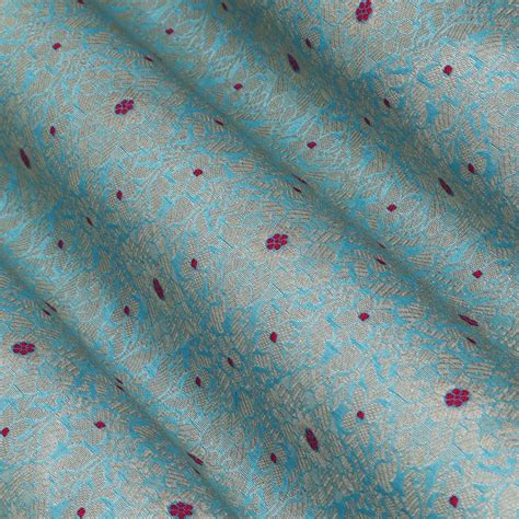 Sky Blue Color Pauri Meena Brocade Fabric – KC Creations