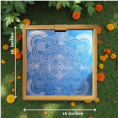 Rangly Jumbo Rangoli Design Stencil Wooden 16*16 Inches Pack of 1 piec