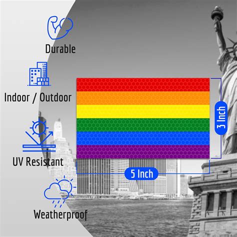 Buy 3PC Reflective LGBTQ Pride Rainbow Flag Stickers - 5 x 3 Inches ...