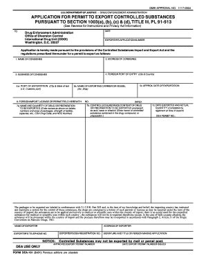 Fillable Online DEA Form 161. Application For Permit To Export ...