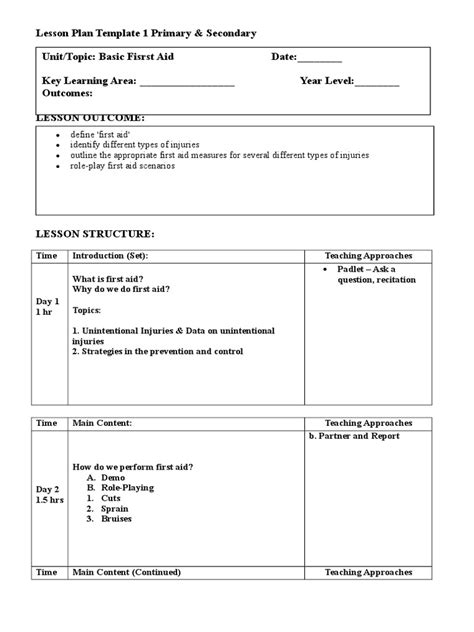 Image result for Introduction of First Aid Lesson Plan