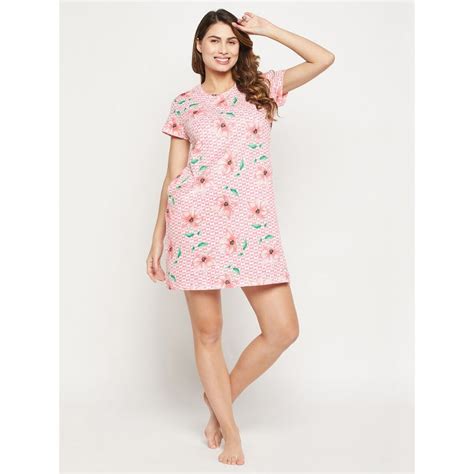 Buy Clovia Cotton Printed Short Night Dress Online