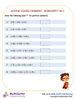 Adding Signed Numbers - worksheet no.3 | Worksheets | Math Center