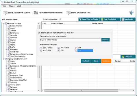 How to extract Outlook Email Address and Attachment Files