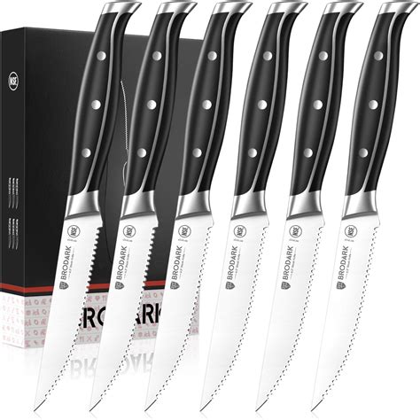 Amazon.com: BRODARK Steak Knives Set of 6: 4.5 Inch Serrated Steak ...