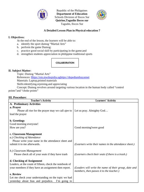 Detailed Lesson Plan Sample 的图像结果