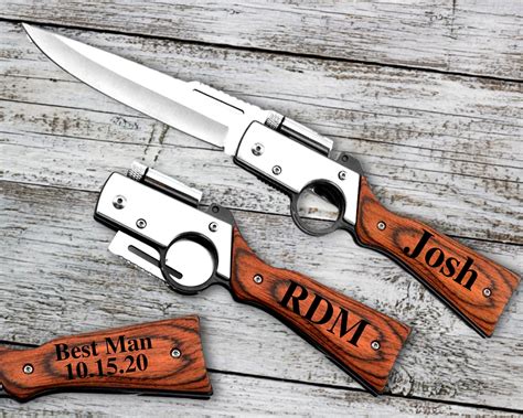 Groomsmen Gun Knife Gun Pocket Knife Personalized Knife - Etsy Canada