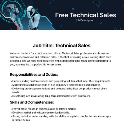 Free Technical Sales Job Description Template to Edit Online