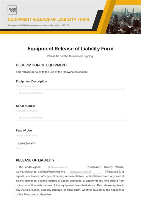 Free Release of Liability Form Templates to Edit Online