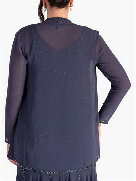 chesca Beaded Trim Georgette Shrug, Violetta