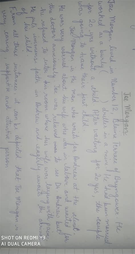 Character sketch of joe morgan in chapter Birth - Brainly.in