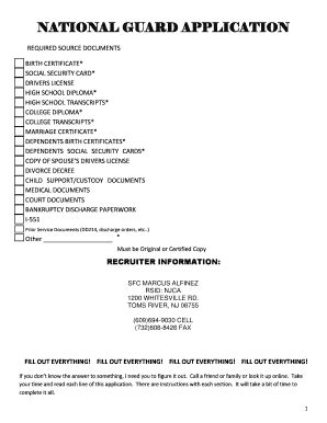 2014-2026 Form DOD National Guard Application - Blank Fillable Template ...