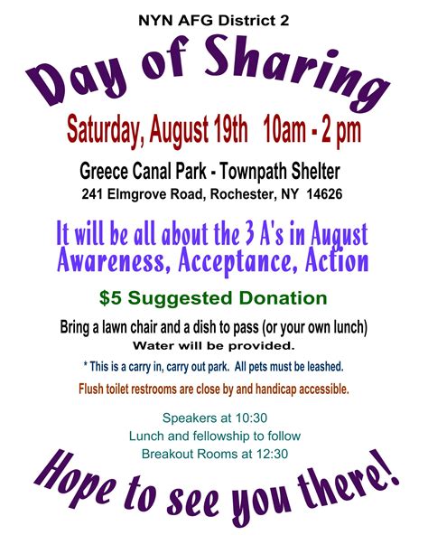 Events & Activities - Greater Rochester Al-Anon