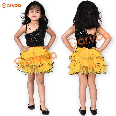 Black Top with Yellow Skirt Set for Girls – Sarvda