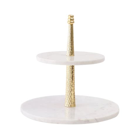 Gold & White Two-Tier Marble Stand – Versatile Serveware for Cakes & M ...