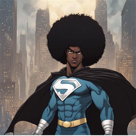 Black super hero with black afro hair and a cape by cliffljarrett17 on ...