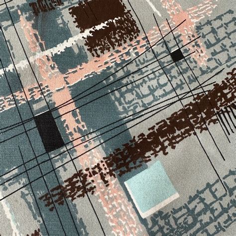 Vintage 1950s Atomic Plaid Upholstery Fabric With Flaws, Vintage Mid ...