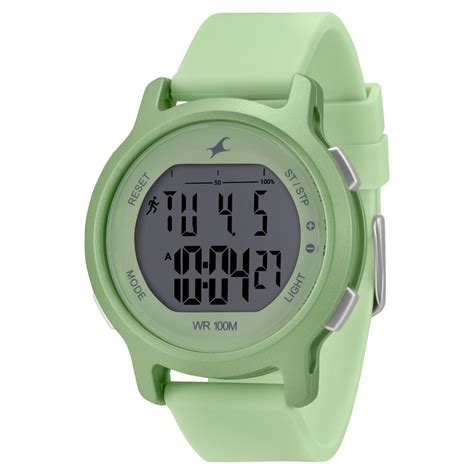 Fastrack Street Line Digital Dial Green Silicone Strap Watch for Girls