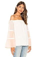1. STATE Off Shoulder Colorblock Top in Antique White | REVOLVE