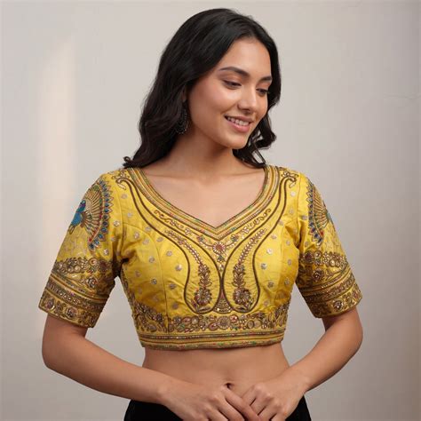 Gold Color Bridal Bliss Apple Cut Codding Work Blouse