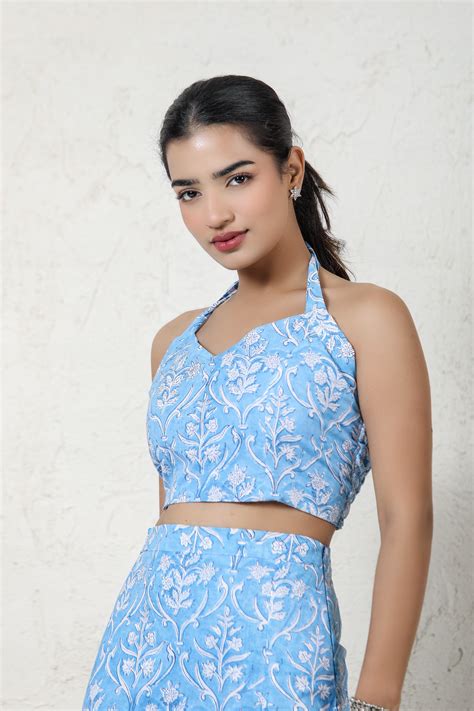 Slit Skirt Co-ord (Blue)